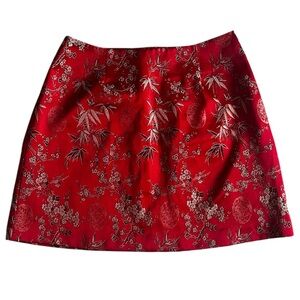 Le Chateau Y2K Vintage Tapestry Floral Women’s Red, Black & Cream Mini Skirt